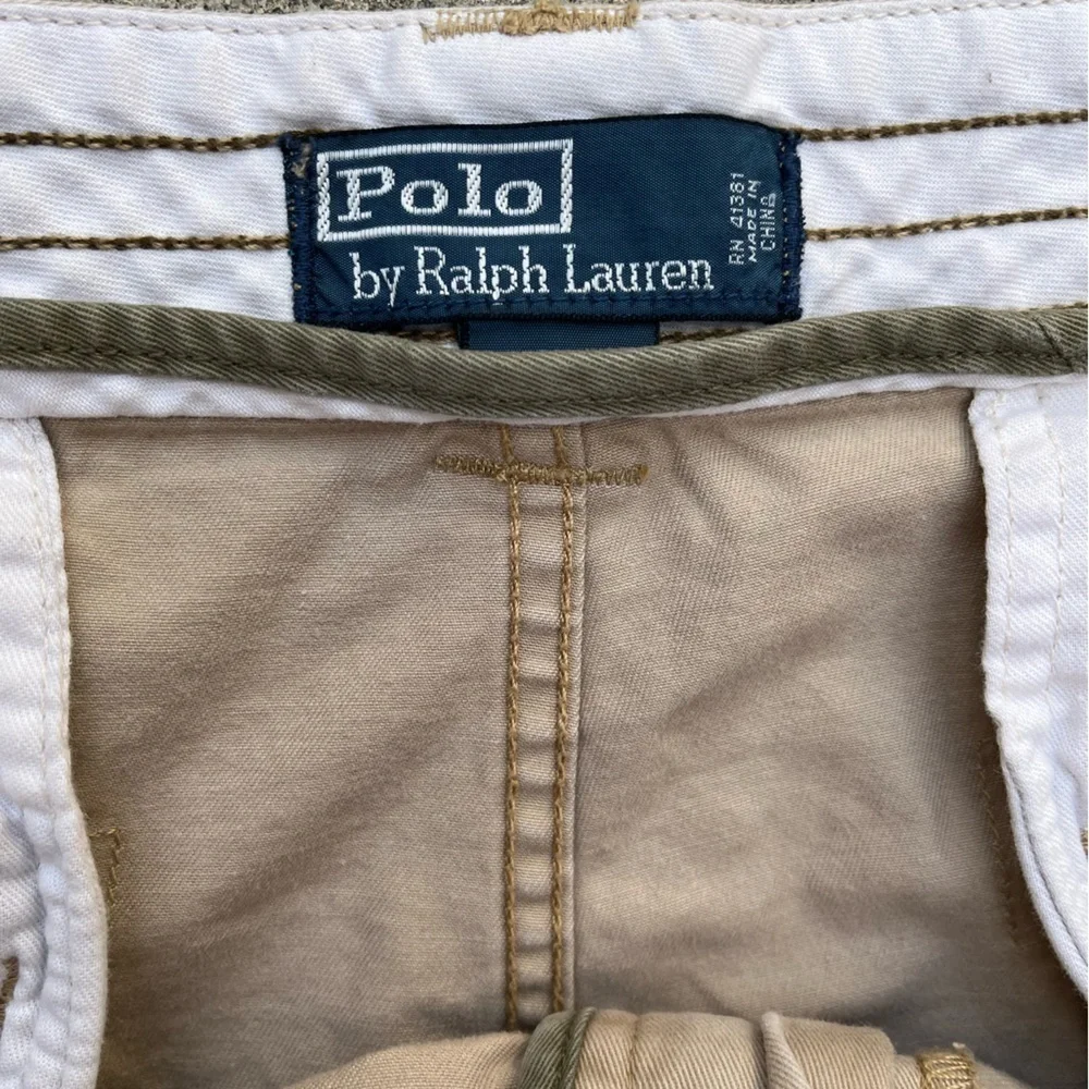 Men's‎ Vintage Polo Ralph Lauren Shorts Beige Cargo 38 Preppy Casual Beach TIKI